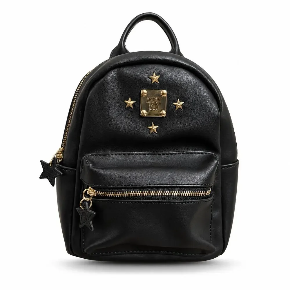 Anna Sui Black Star‎ Stud Mini Backpack Goth Y2K Compact Zip Bag Chic Women